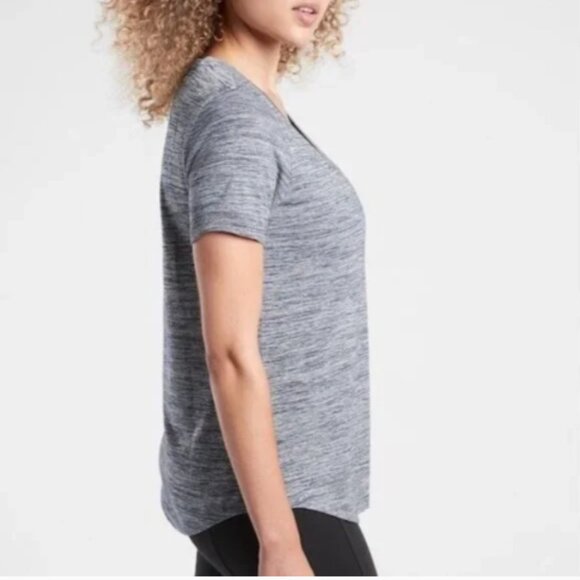 Athleta Breezy Scoop V-Neck Top in Flint Heather – Size Medium - Picture 5 of 7